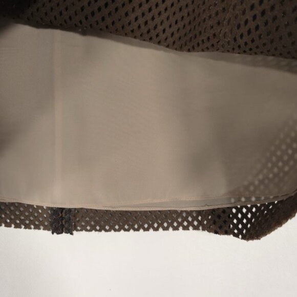 Sachin + Babi Laser Cut Crosshatch LEATHER A-Line Mini Skirt Brown Black Size 6 - Picture 10 of 12